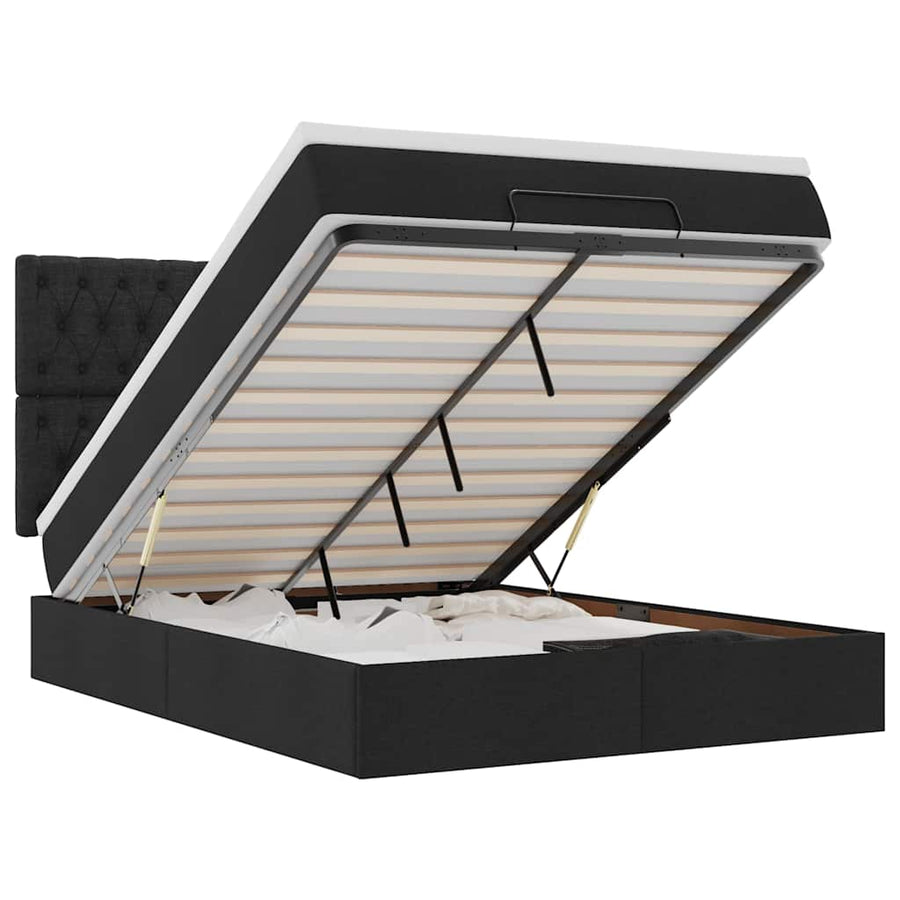 Ottoman bed met matras en LED's 140x190cm stof zwart