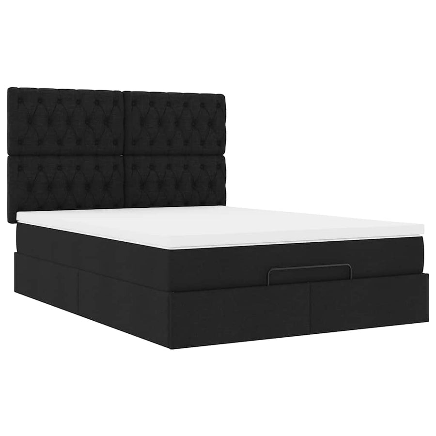 Ottoman bed met matras en LED's 140x190cm stof zwart