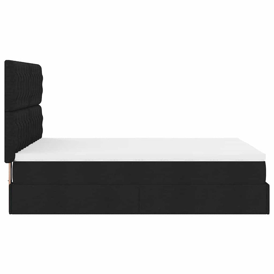 Ottoman bed met matras en LED's 140x190cm stof zwart