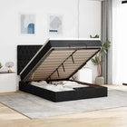 Ottoman bed with mattress and LEDs 140x190cm fabric black