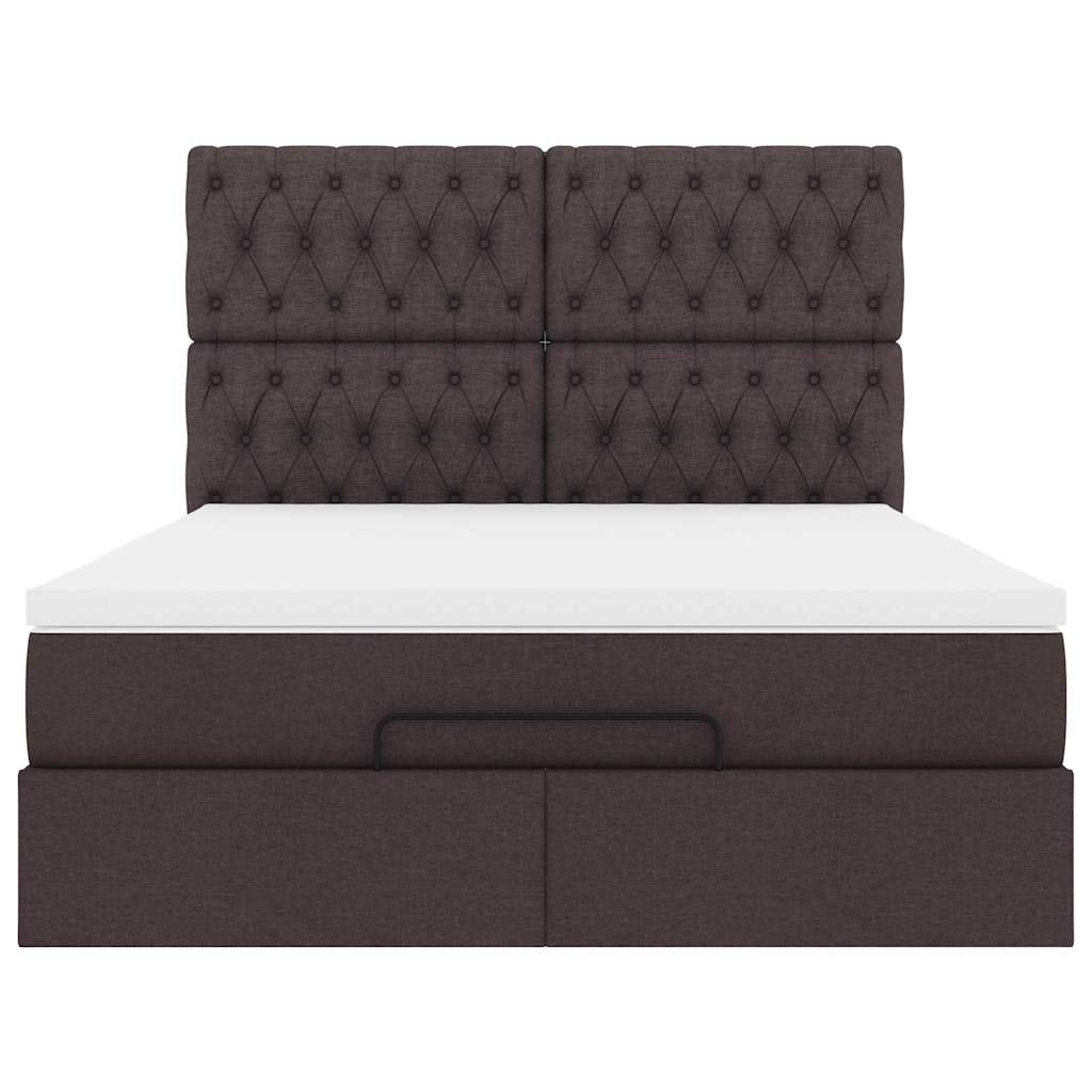 Ottoman bed met matras en LED's 140x190cm stof donkerbruin
