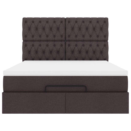 Ottoman bed met matras en LED's 140x190cm stof donkerbruin