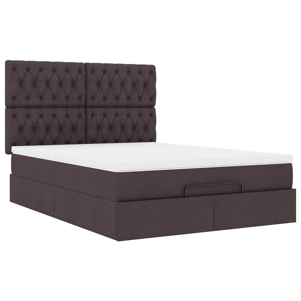 Ottoman bed met matras en LED's 140x190cm stof donkerbruin