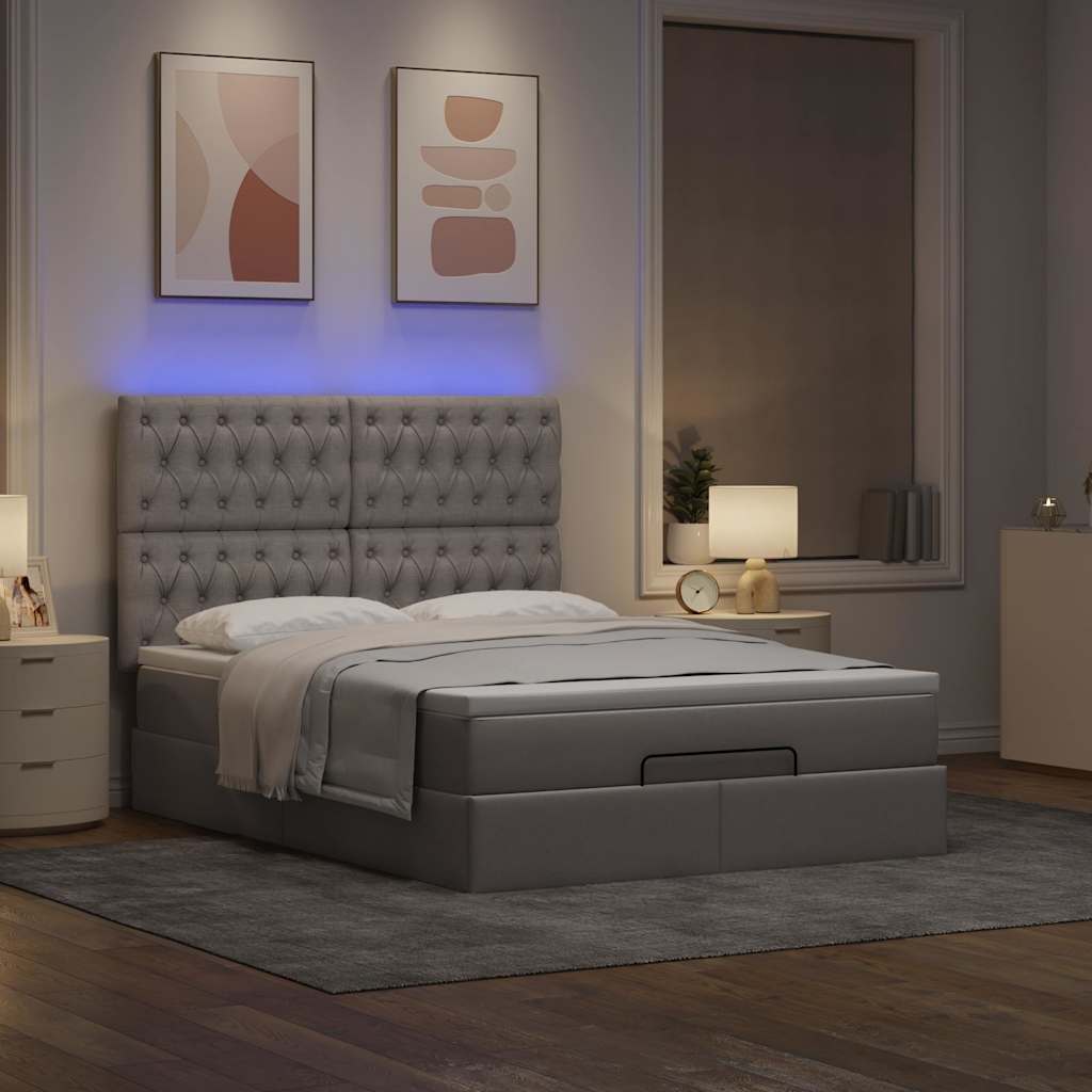 Ottoman Bed Met Matras En Led's 140X190Cm Stof 140 x 190 cm Taupe