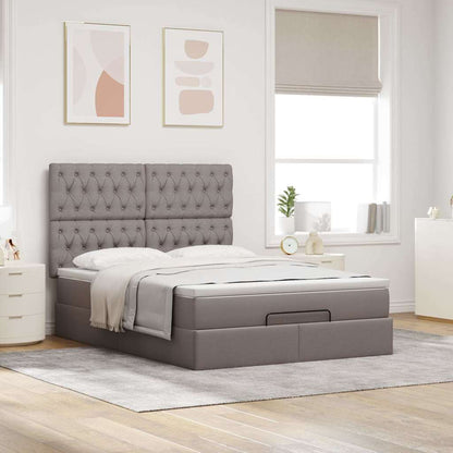 Ottoman Bed Met Matras En Led's 140X190Cm Stof 140 x 190 cm Taupe
