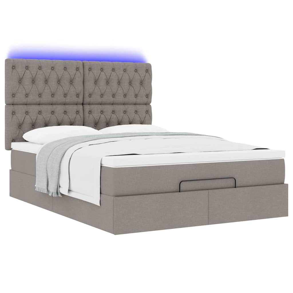 Ottoman Bed Met Matras En Led's 140X190Cm Stof 140 x 190 cm Taupe