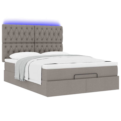 Ottoman Bed Met Matras En Led's 140X190Cm Stof 140 x 190 cm Taupe