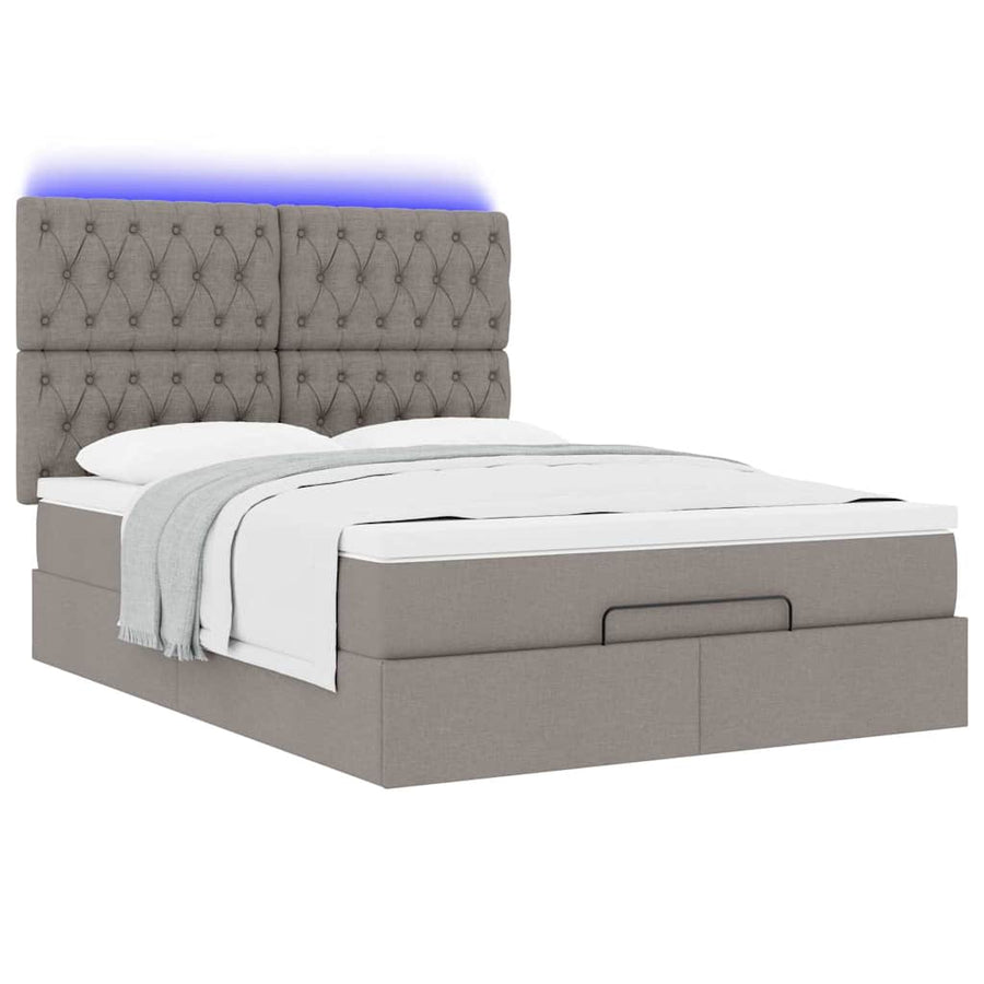 Ottoman Bed Met Matras En Led's 140X190Cm Stof 140 x 190 cm Taupe