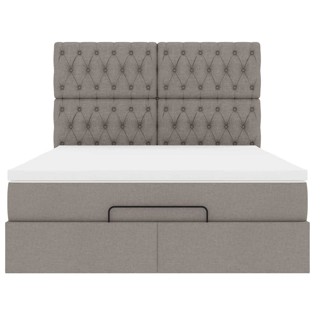 Ottoman Bed Met Matras En Led's 140X190Cm Stof 140 x 190 cm Taupe