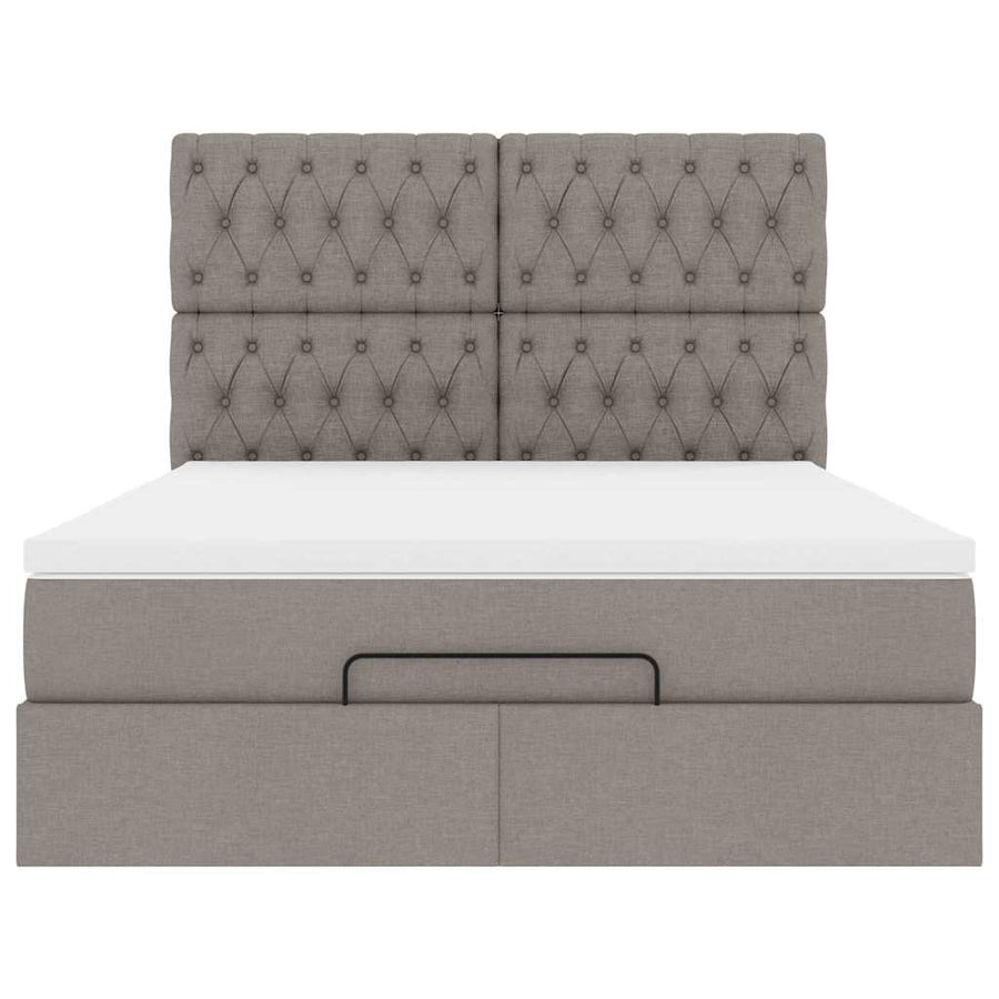 Ottoman Bed Met Matras En Led's 140X190Cm Stof 140 x 190 cm Taupe