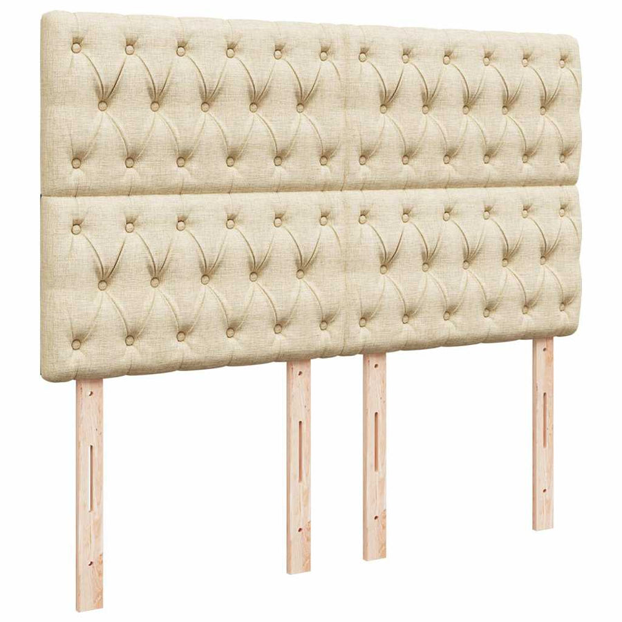 Ottoman bed met matras en LED's 140x190cm stof crèmekleurig