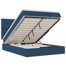 Ottoman bed met matras en LED's 140x190cm stof blauw