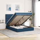 Ottoman bed with mattress and LEDs 140x190cm fabric blue