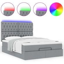 Ottoman bed met matras en LED's 140x200cm stof lichtgrijs