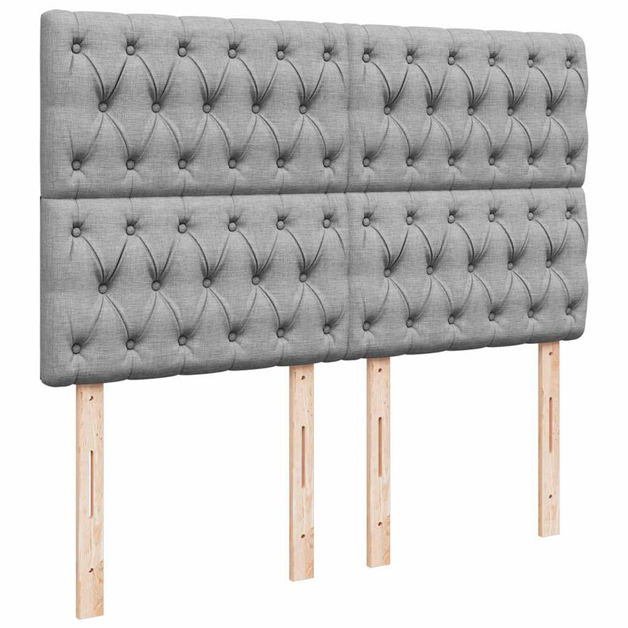Ottoman bed met matras en LED's 140x200cm stof lichtgrijs