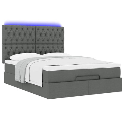 Ottoman bed met matras en LED's 140x200cm stof donkergrijs