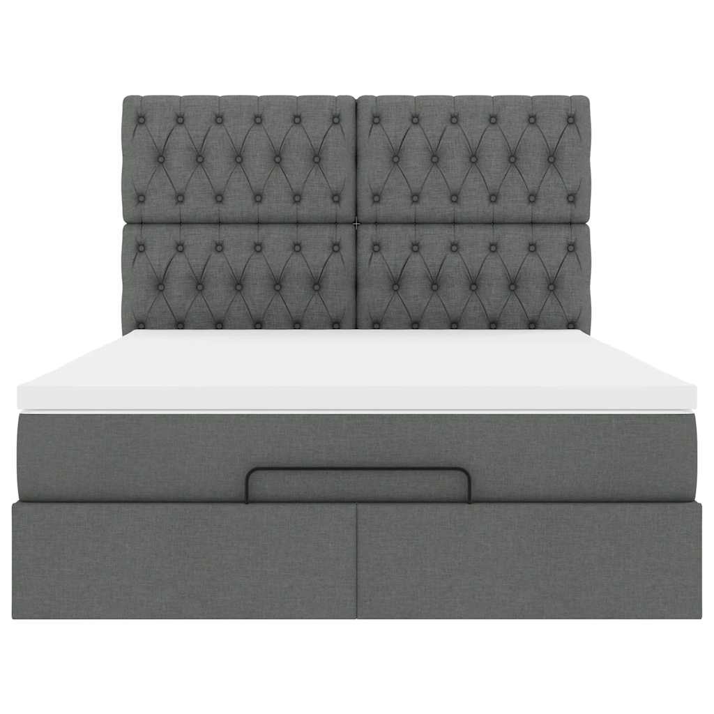 Ottoman bed met matras en LED's 140x200cm stof donkergrijs