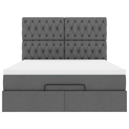 Ottoman bed met matras en LED's 140x200cm stof donkergrijs