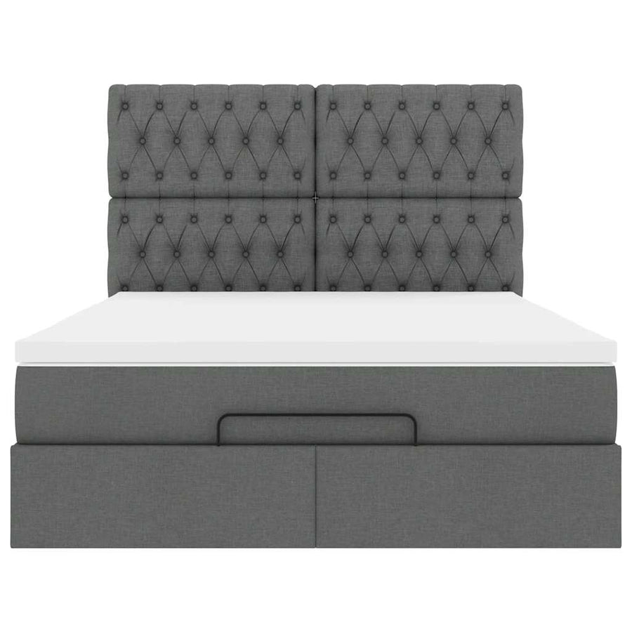 Ottoman bed met matras en LED's 140x200cm stof donkergrijs