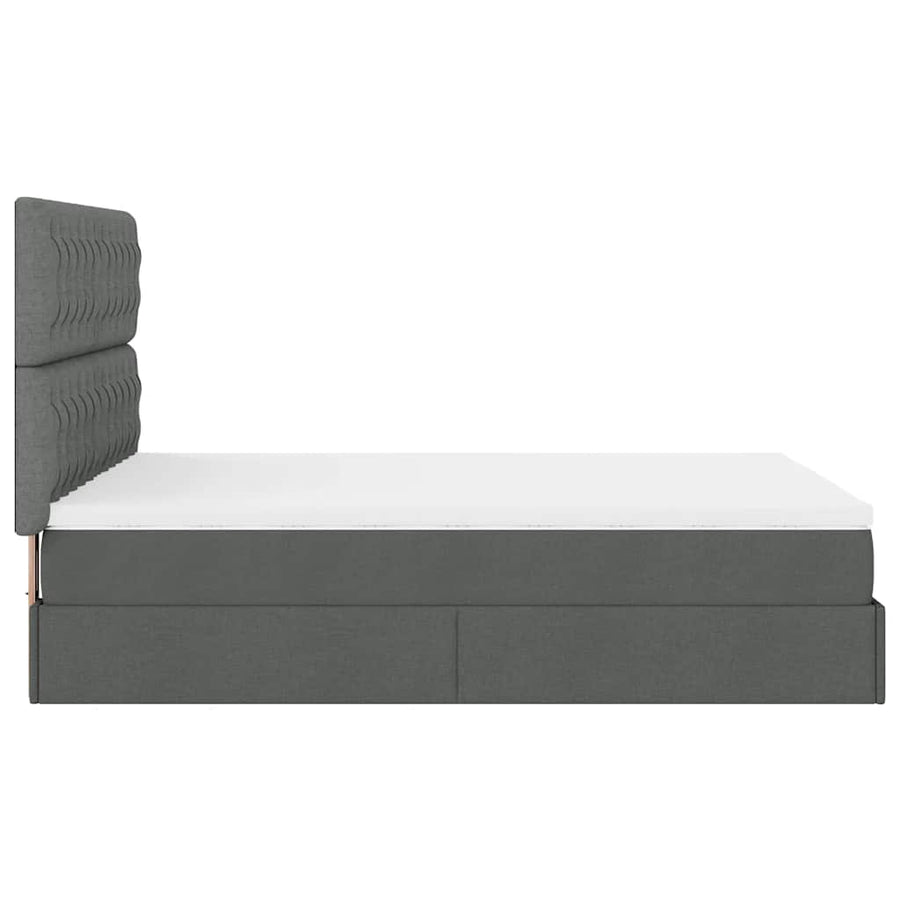 Ottoman bed met matras en LED's 140x200cm stof donkergrijs