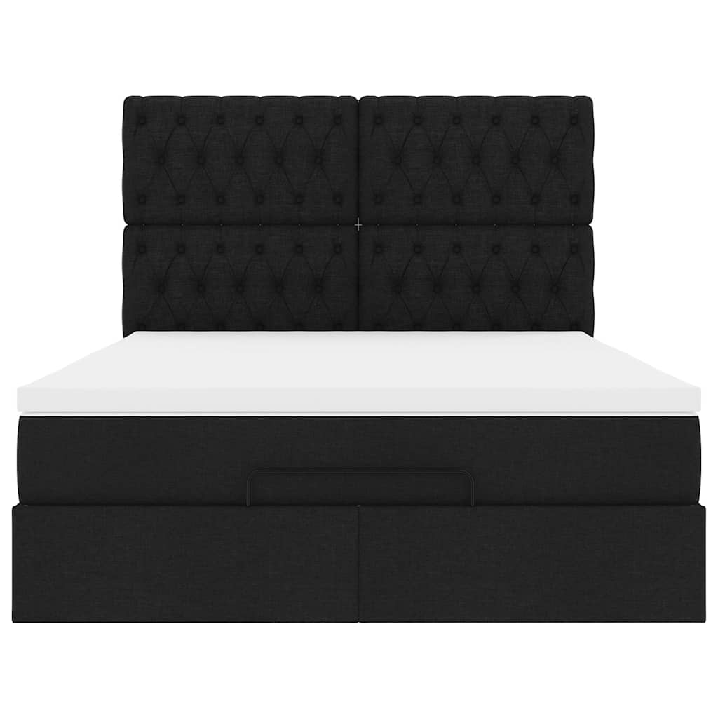 Ottoman bed met matras en LED's 140x200cm stof zwart