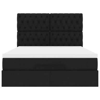 Ottoman bed met matras en LED's 140x200cm stof zwart