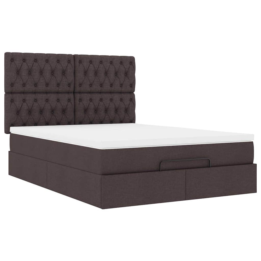 Ottoman bed met matras en LED's 140x200cm stof donkerbruin
