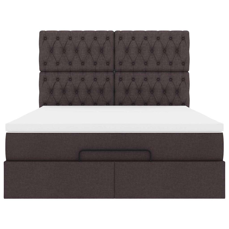 Ottoman bed met matras en LED's 140x200cm stof donkerbruin