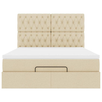 Ottoman bed met matras en LED's 140x200cm stof crèmekleurig