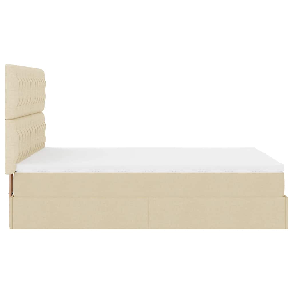 Ottoman bed met matras en LED's 140x200cm stof crèmekleurig