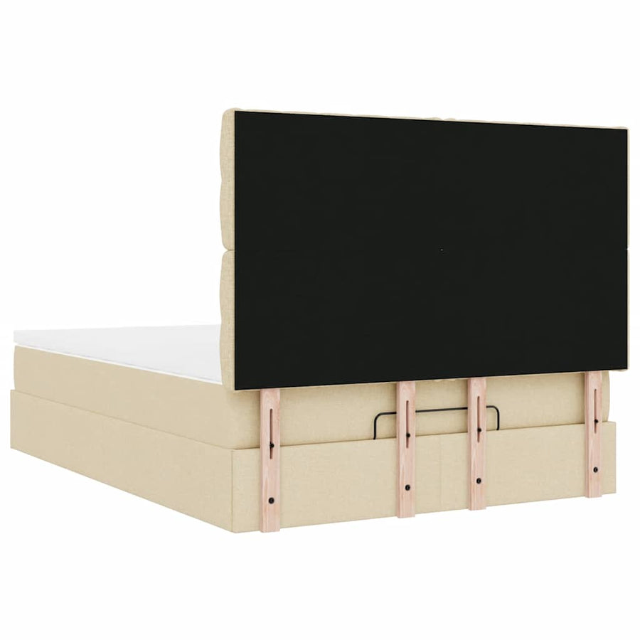 Ottoman bed met matras en LED's 140x200cm stof crèmekleurig