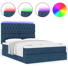 Ottoman bed met matras en LED's 140x200cm stof blauw