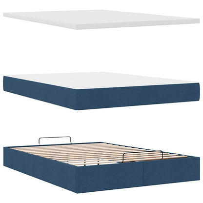 Ottoman bed met matras en LED's 140x200cm stof blauw