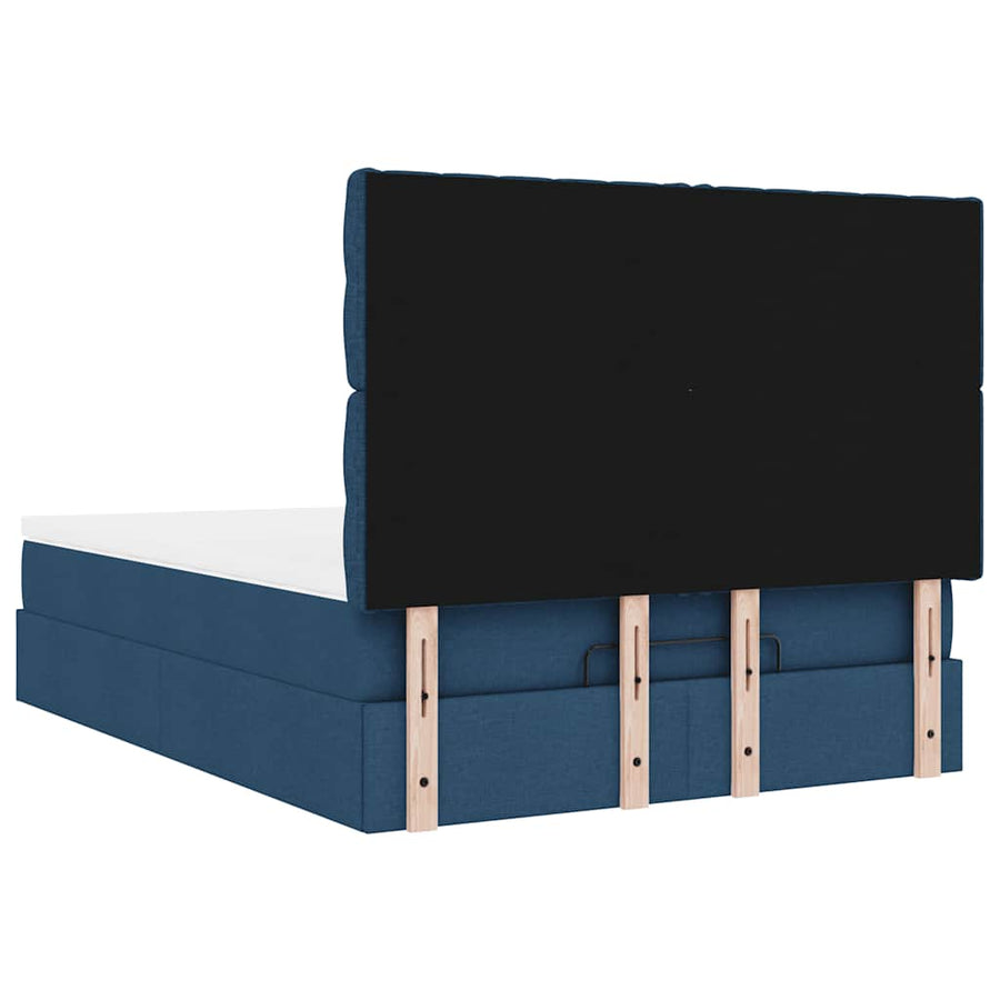 Ottoman bed met matras en LED's 140x200cm stof blauw
