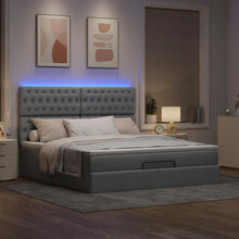 Ottoman bed met matras en LED's 160x200cm stof lichtgrijs