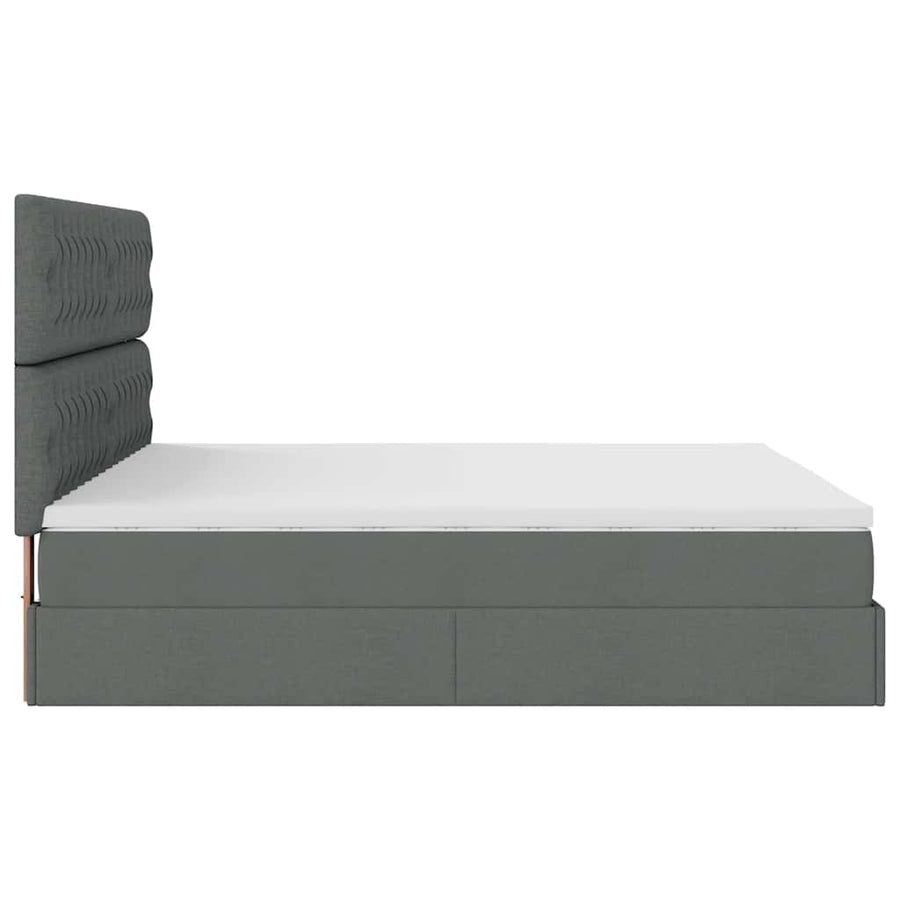 Ottoman bed met matras en LED's 160x200cm stof donkergrijs
