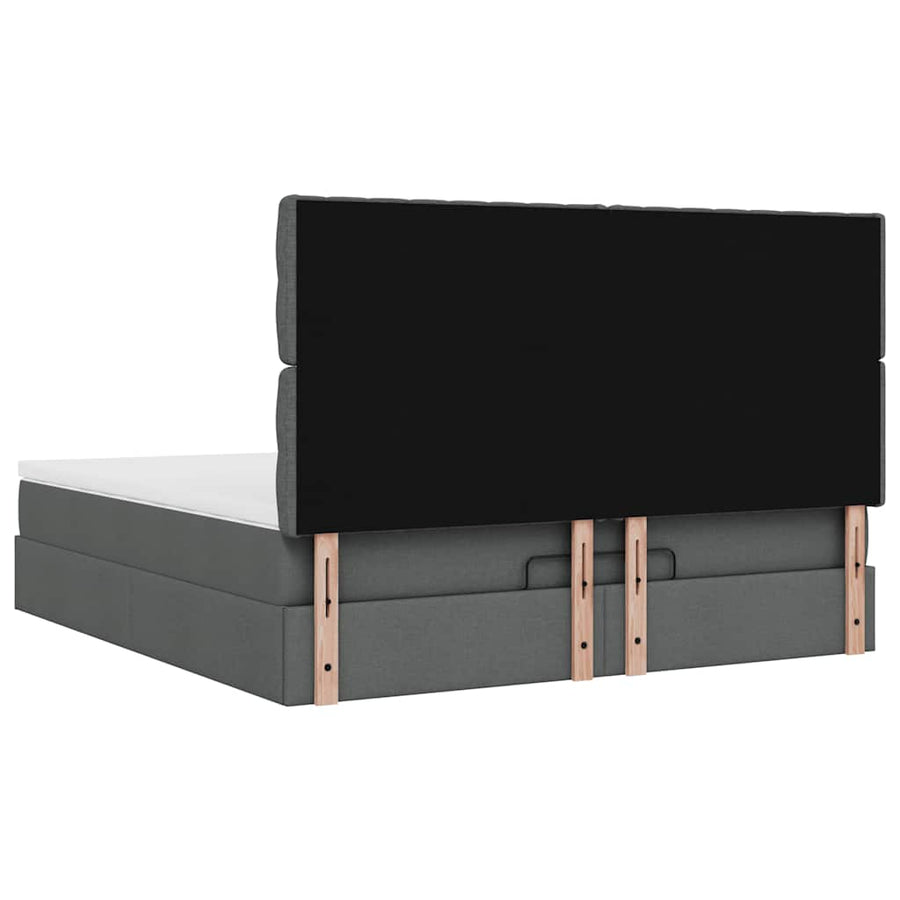 Ottoman bed met matras en LED's 160x200cm stof donkergrijs