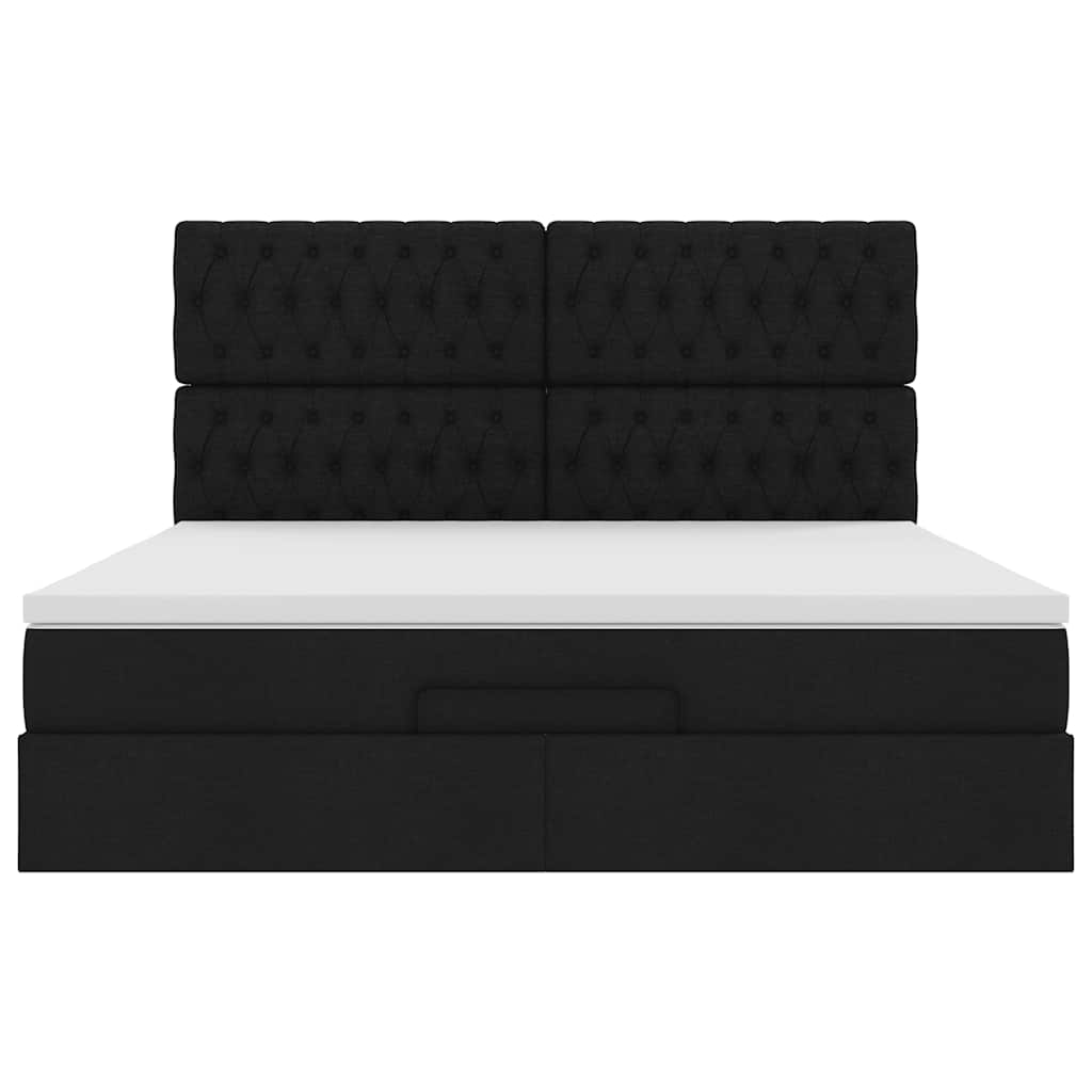 Ottoman bed met matras en LED's 160x200cm stof zwart