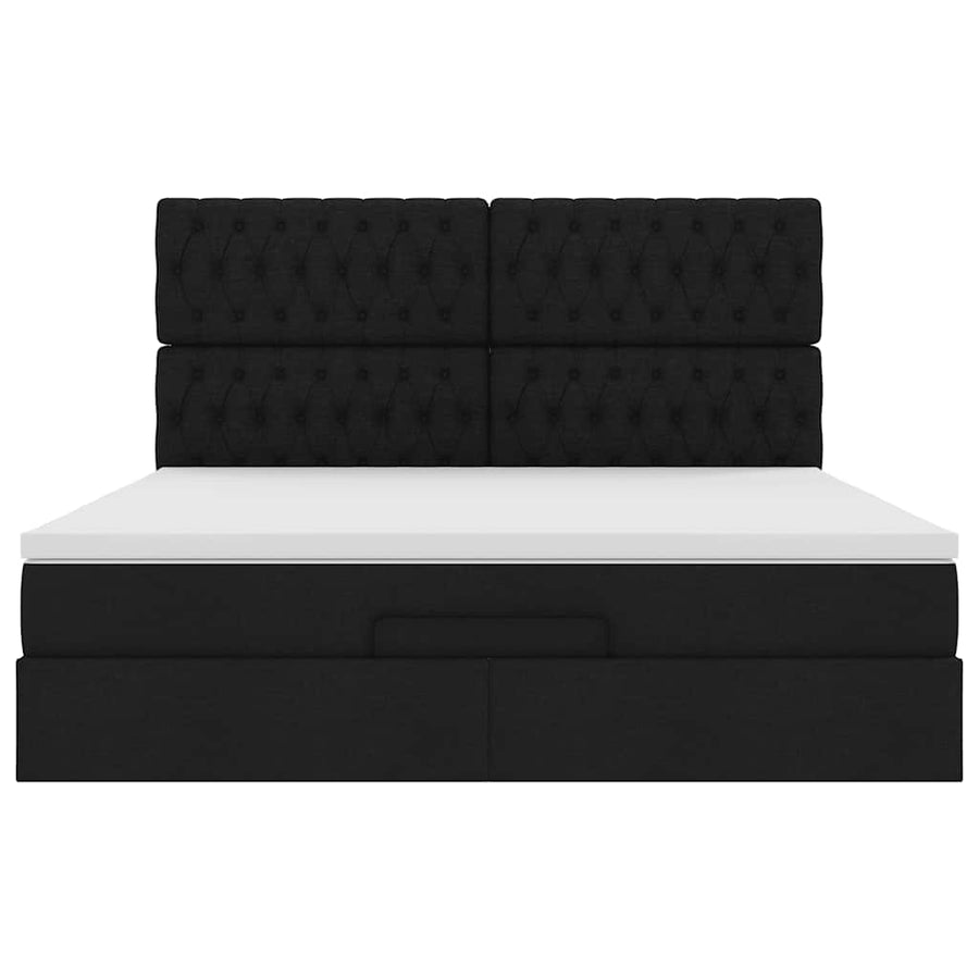 Ottoman bed met matras en LED's 160x200cm stof zwart