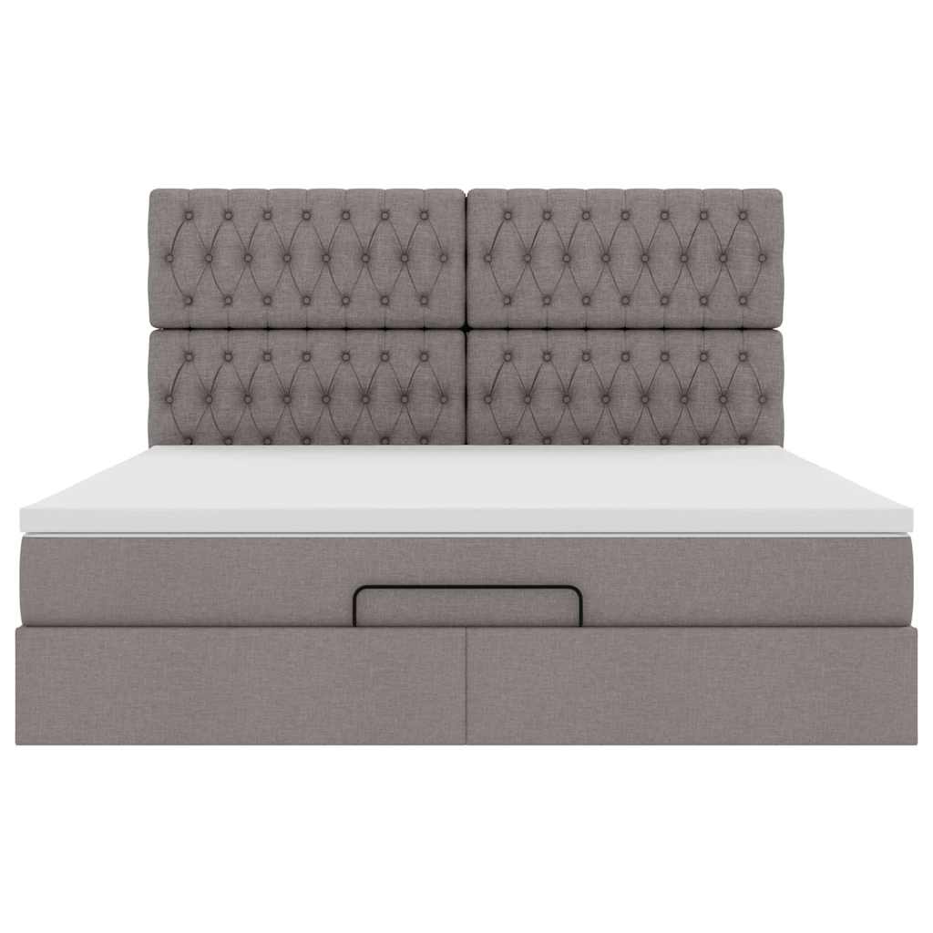 Ottoman bed met matras en LED's 160x200cm stof taupe