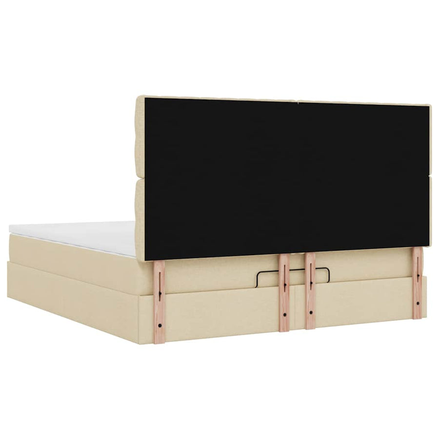 Ottoman bed met matras en LED's 160x200cm stof crèmekleurig