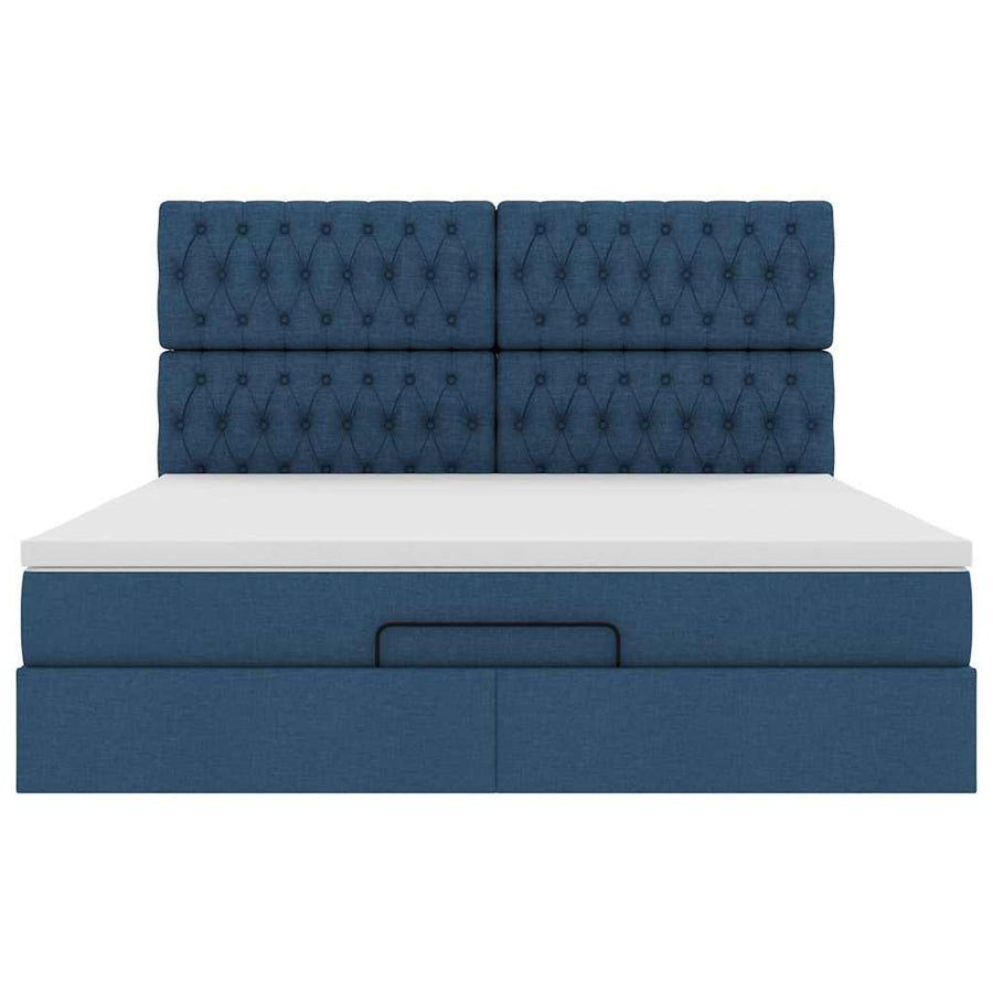 Ottoman bed met matras en LED's 160x200cm stof blauw