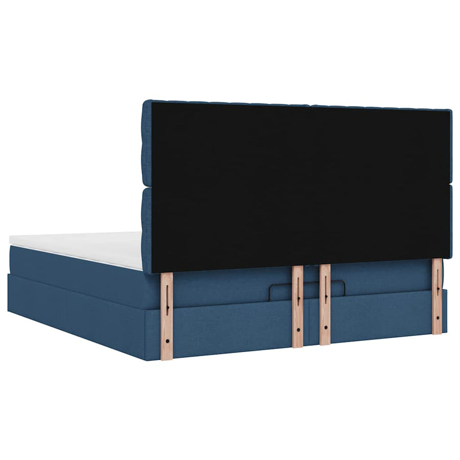Ottoman bed met matras en LED's 160x200cm stof blauw