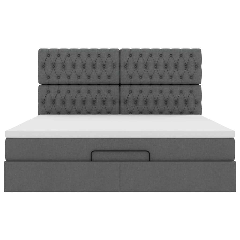 Ottoman bed met matras en LED's 180x200cm stof donkergrijs