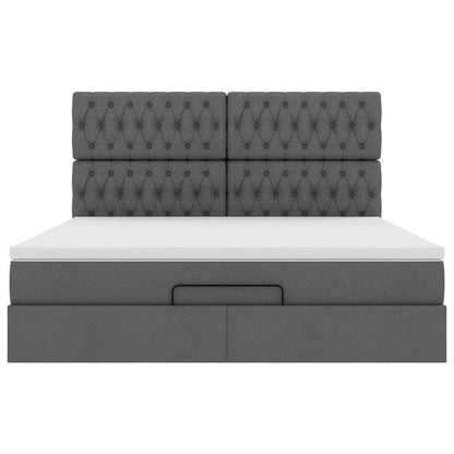 Ottoman bed met matras en LED's 180x200cm stof donkergrijs