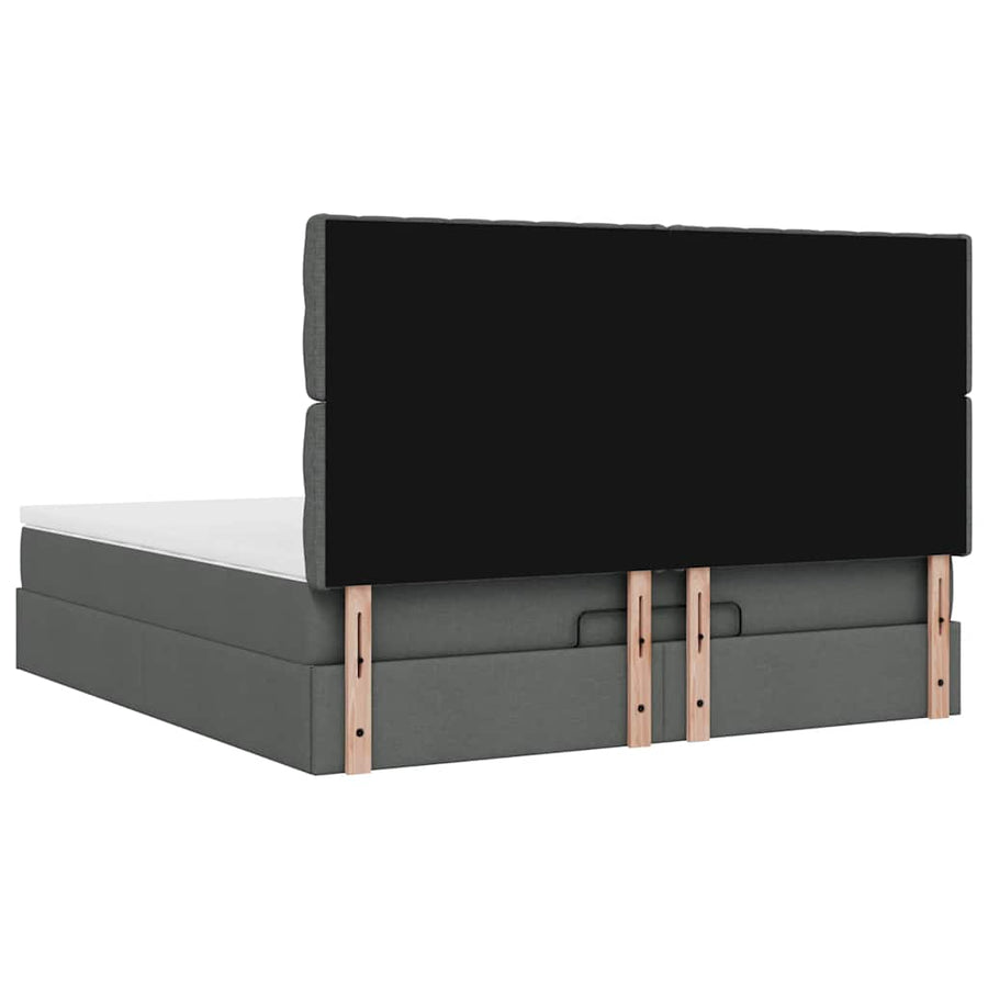 Ottoman bed met matras en LED's 180x200cm stof donkergrijs