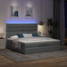 Ottoman bed met matras en LED's 180x200cm stof donkergrijs