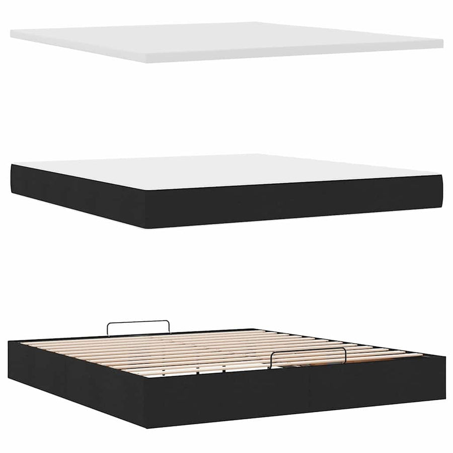 Ottoman bed met matras en LED's 180x200cm stof zwart