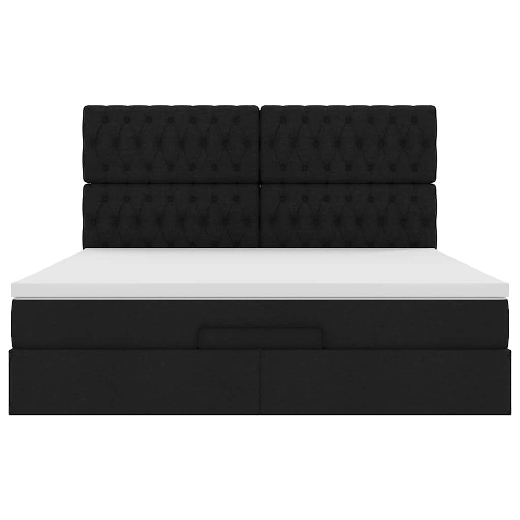 Ottoman bed met matras en LED's 180x200cm stof zwart