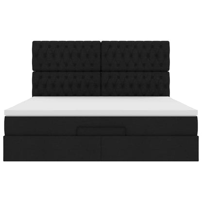 Ottoman bed met matras en LED's 180x200cm stof zwart